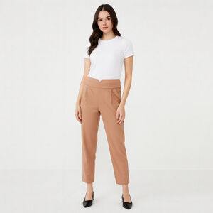 NWT Women's Express High-Waisted Pleated Trousers Size 2 Beige